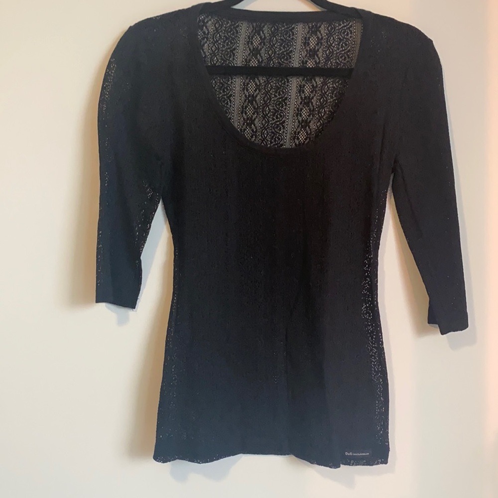 D&G Dolce&Gabbana Black Designer Lace Top